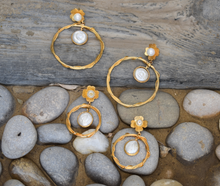 Load image into Gallery viewer, Pearl It Around Hoops
