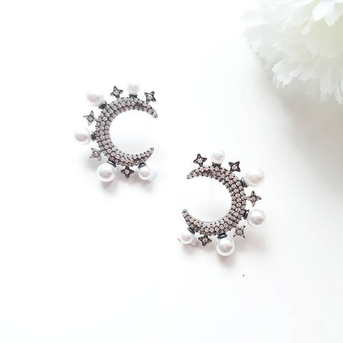 Half Moon Pearl Studs