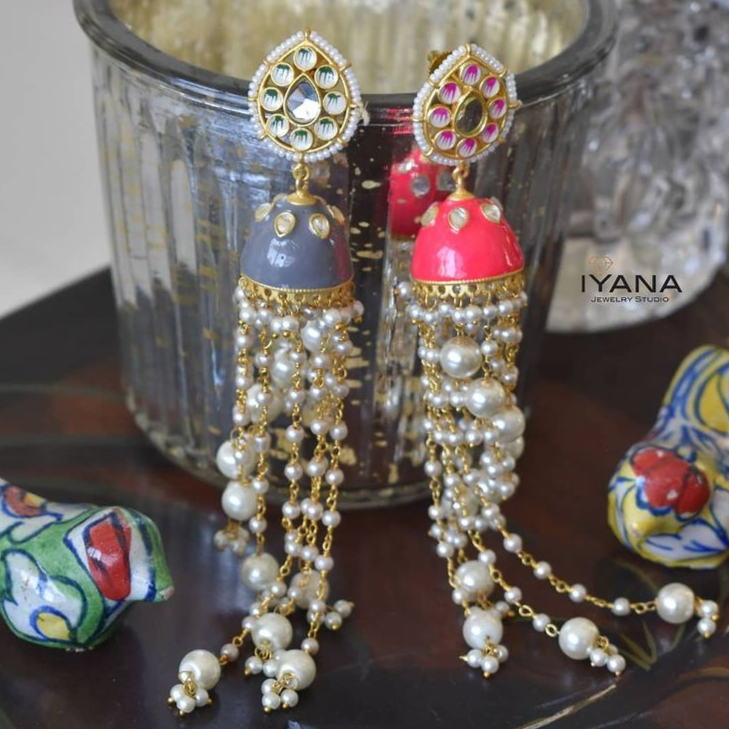 Bikhray Moti Chandelier Jhumkas