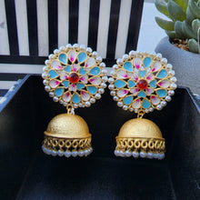 Load image into Gallery viewer, Textured Meena Jhumkas
