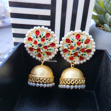 Load image into Gallery viewer, Textured Meena Jhumkas
