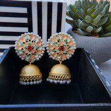 Load image into Gallery viewer, Textured Meena Jhumkas
