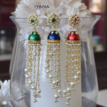 Load image into Gallery viewer, Bikhray Moti Chandelier Jhumkas
