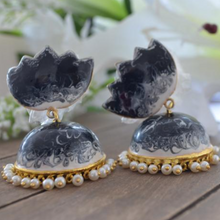 Load image into Gallery viewer, Hand Painted Lotus Jhumkas
