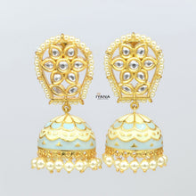 Load image into Gallery viewer, Floral Kundan Jhumkas
