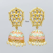 Load image into Gallery viewer, Floral Kundan Jhumkas
