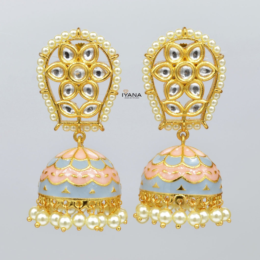 Floral Kundan Jhumkas