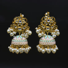 Load image into Gallery viewer, Pastel Kundan Jhumkas
