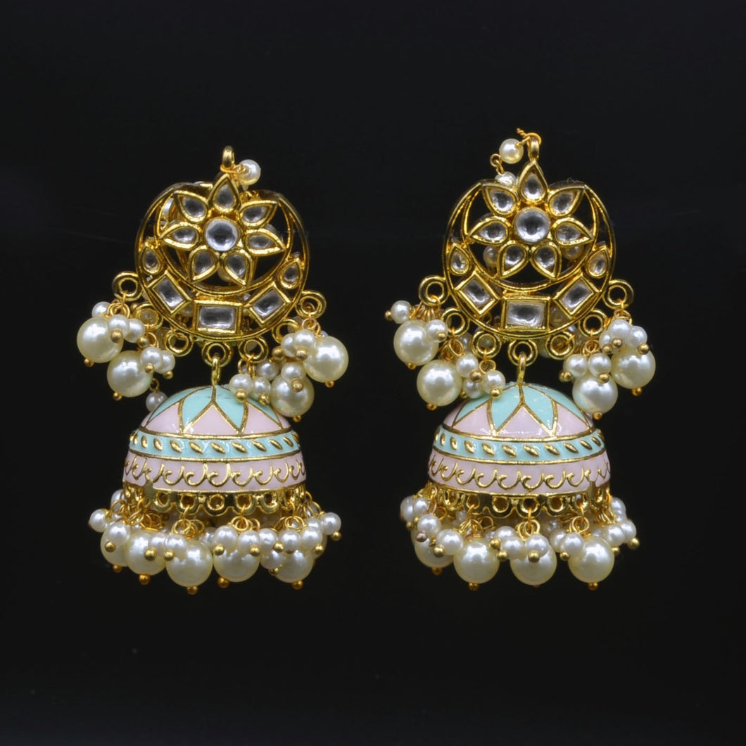 Pastel Kundan Jhumkas