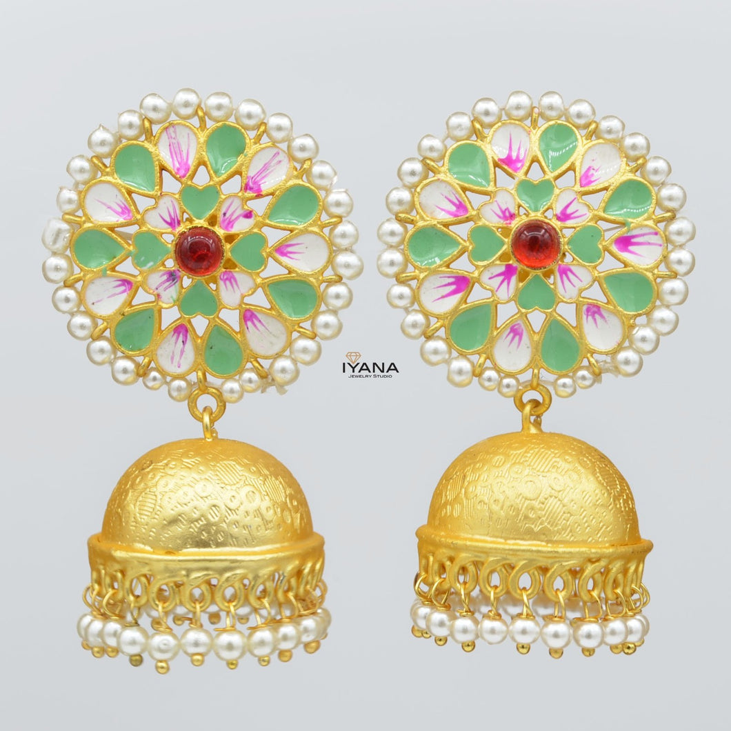 Textured Meena Jhumkas