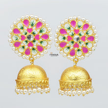 Load image into Gallery viewer, Textured Meena Jhumkas
